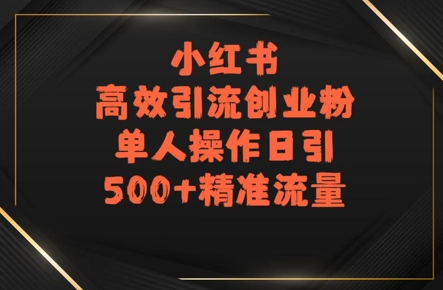 小红书高效引流创业粉，单人操作日引500+精准流量-闲赋网