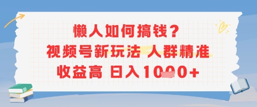 懒人如何搞钱？视频号新玩法，人群精准收益高，日入多张-闲赋网