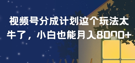 视频号分成计划这个玩法太牛了，小白也能月入8k+-闲赋网