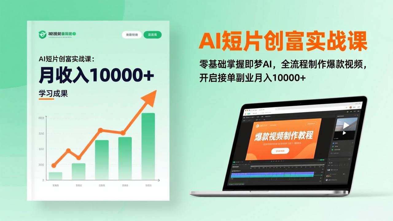 AI短片创富实战课：零基础掌握即梦AI，全流程制作爆款视频，开启接单副业月入10000+(更新-闲赋网
