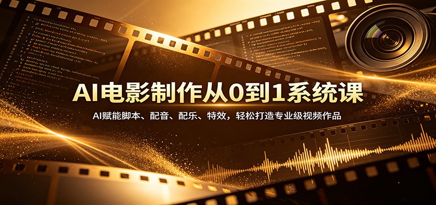 AI电影制作从0到1系统课：AI赋能脚本、配音、配乐、特效，轻松打造专业级视频作品-闲赋网