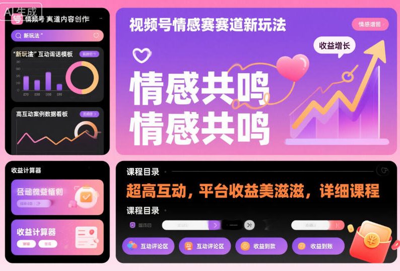 视频号情感赛道新玩法，超高互动，平台收益美滋滋，详细课程-闲赋网