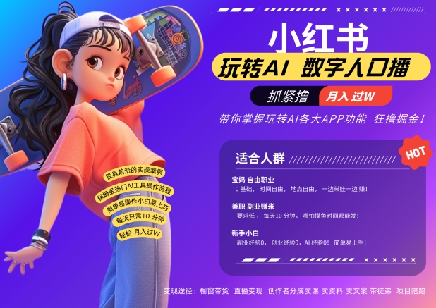 小红书数字人暴力起号，AI改写文案，再也不用费劲录口播，流量火爆月入破W轻松拿捏-闲赋网