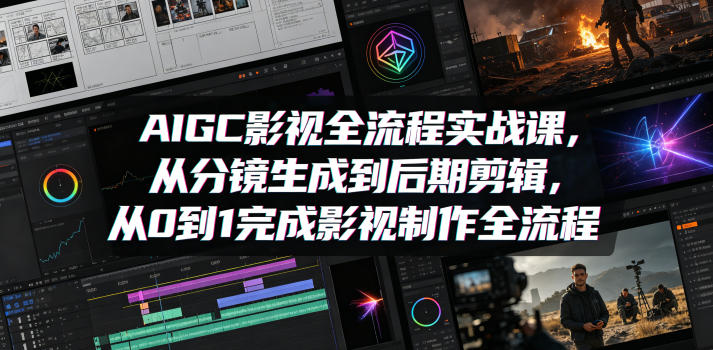 AIGC影视全流程实战课，从分镜生成到后期剪辑，从0到1完成影视制作全流程-闲赋网
