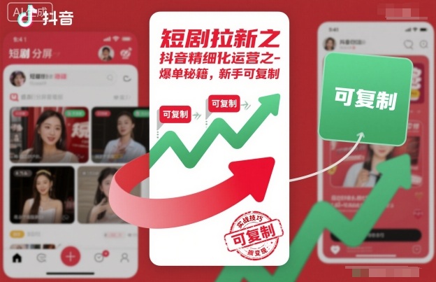 短剧拉新之抖音精细化运营之爆单秘籍，新手可复制-闲赋网