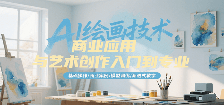 AI绘画技术商业应用与艺术创作入门到专业，基础操作/商业案例/模型调优/渐进式教学-闲赋网