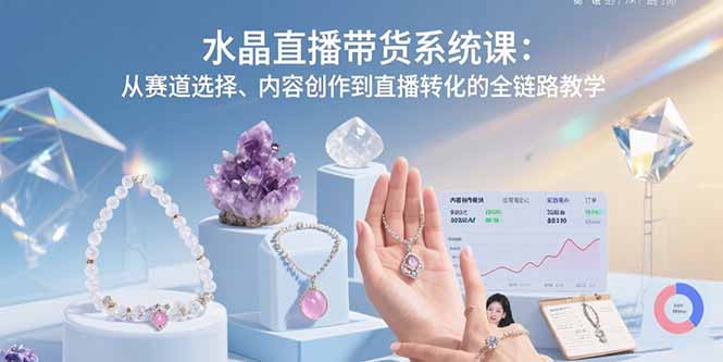 水晶直播带货系统课：从赛道选择、内容创作到直播转化的全链路教学-闲赋网