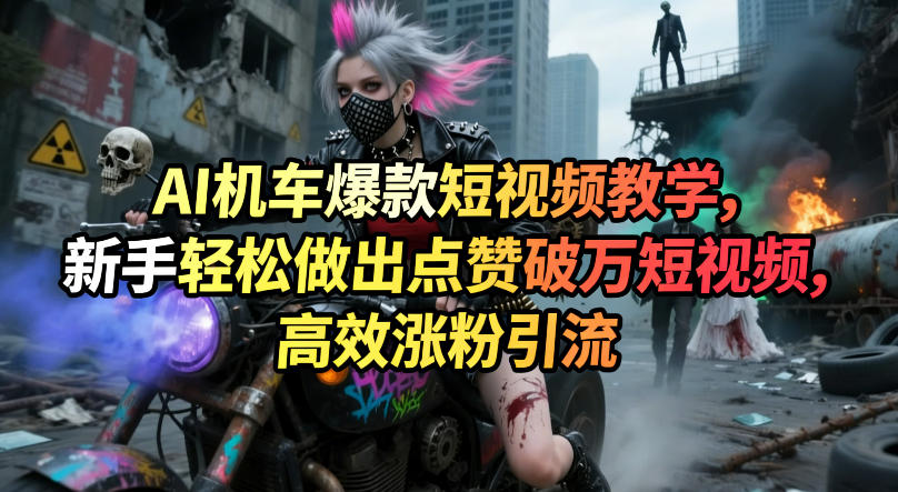 AI机车爆款短视频教学，新手轻松做出点赞破万短视频，高效涨粉引流-闲赋网