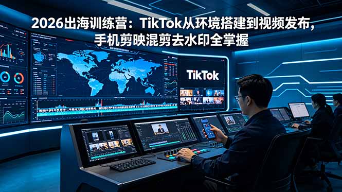 2026出海训练营：TikTok从环境搭建到视频发布，手机剪映混剪去水印全掌握-闲赋网