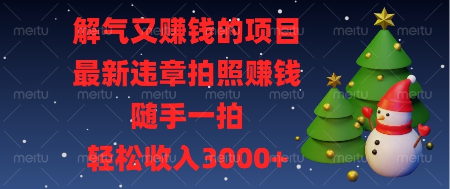 解气又赚钱的项目，最新违章拍照赚钱，随手一拍，轻松收入3000+-闲赋网
