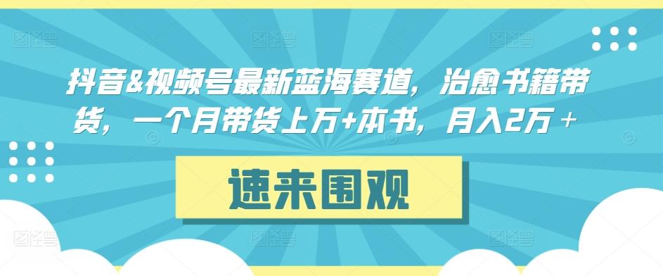 抖音&视频号最新蓝海赛道，治愈书籍带货，一个月带货上万+本书，月入2万＋【揭秘】-闲赋网