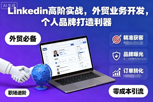 Linkedin高阶实战，外贸业务开发，个人品牌打造利器-闲赋网