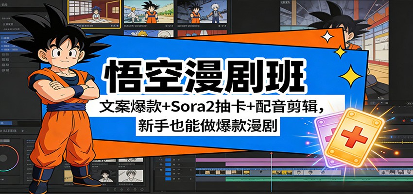 悟空漫剧班：文案爆款+Sora2抽卡+配音剪辑，新手也能做爆款漫剧-闲赋网