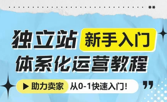 独立站新手入门体系化运营教程，助力独立站卖家从0-1快速入门!-闲赋网