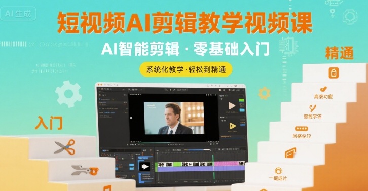 短视频AI剪辑教学视频课，入门到精通-闲赋网