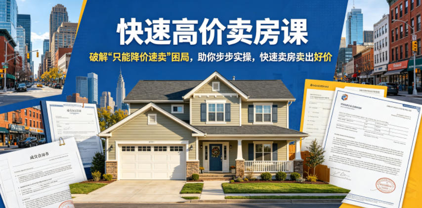 快速高价卖房课，破解“只能降价速卖”困局，助你步步实操，快速卖房卖出好价(更新2026)-闲赋网