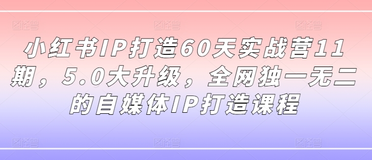 小红书IP打造60天实战营11期，5.0大升级，全网独一无二的自媒体IP打造课程-闲赋网