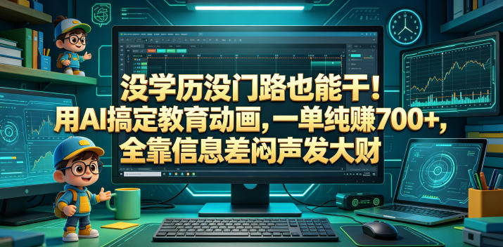 没学历没门路也能干！用AI搞定教育动画，一单纯賺700+，全靠信息差闷声发大财【揭秘】-闲赋网