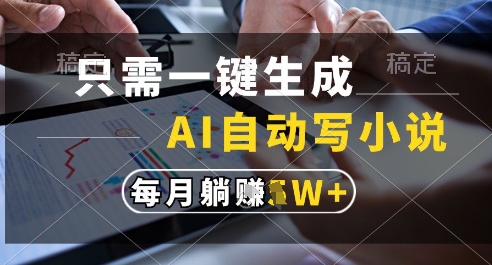 只需一键生成，AI全自动写小说，可一键生成120w字，每月躺着收益过1w+【揭秘】-闲赋网