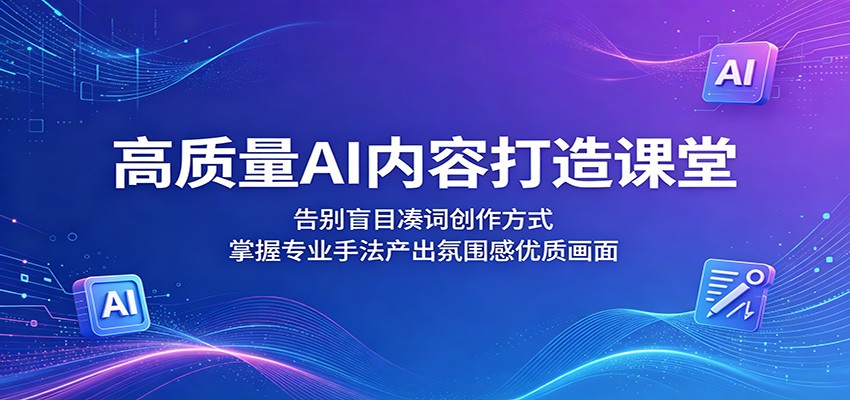 高质量AI内容打造课堂：告别盲目凑词创作方式，掌握专业手法产出氛围感优质画面-闲赋网