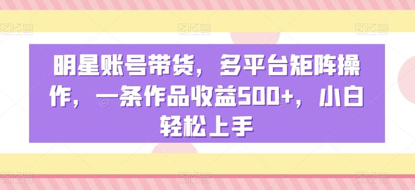 明星账号带货，多平台矩阵操作，一条作品收益500+，小白轻松上手【揭秘】-闲赋网