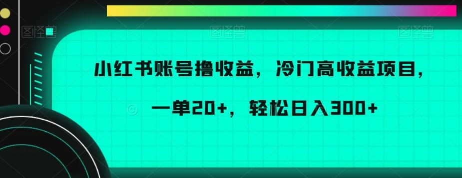 小红书账号撸收益，冷门高收益项目，一单20+，轻松日入300+【揭秘】-闲赋网