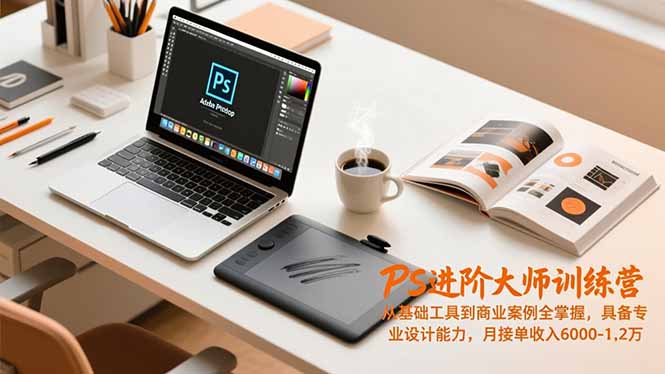 PS进阶大师训练营，从基础工具到商业案例全掌握，具备专业设计能力，月接单收入6000-1.2万-闲赋网