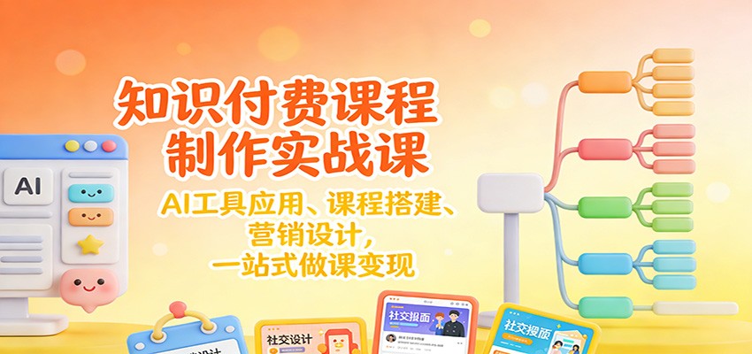 知识付费课程制作实战课：AI工具应用 、课程搭建、营销设计，一站式做课变现-闲赋网