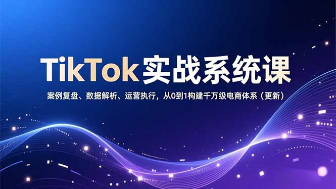 TikTok实战系统课，案例复盘、数据解析、运营执行，从0到1构建千万级电商体系(更新-闲赋网