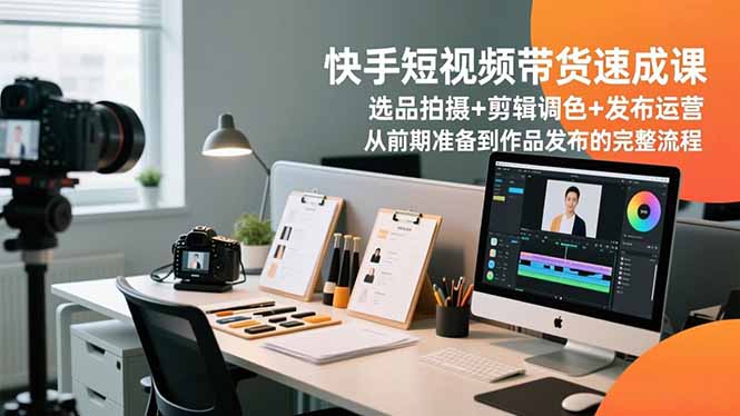 快手短视频带货速成课，选品拍摄+剪辑调色+发布运营，从前期准备到作品发布的完整流程-闲赋网