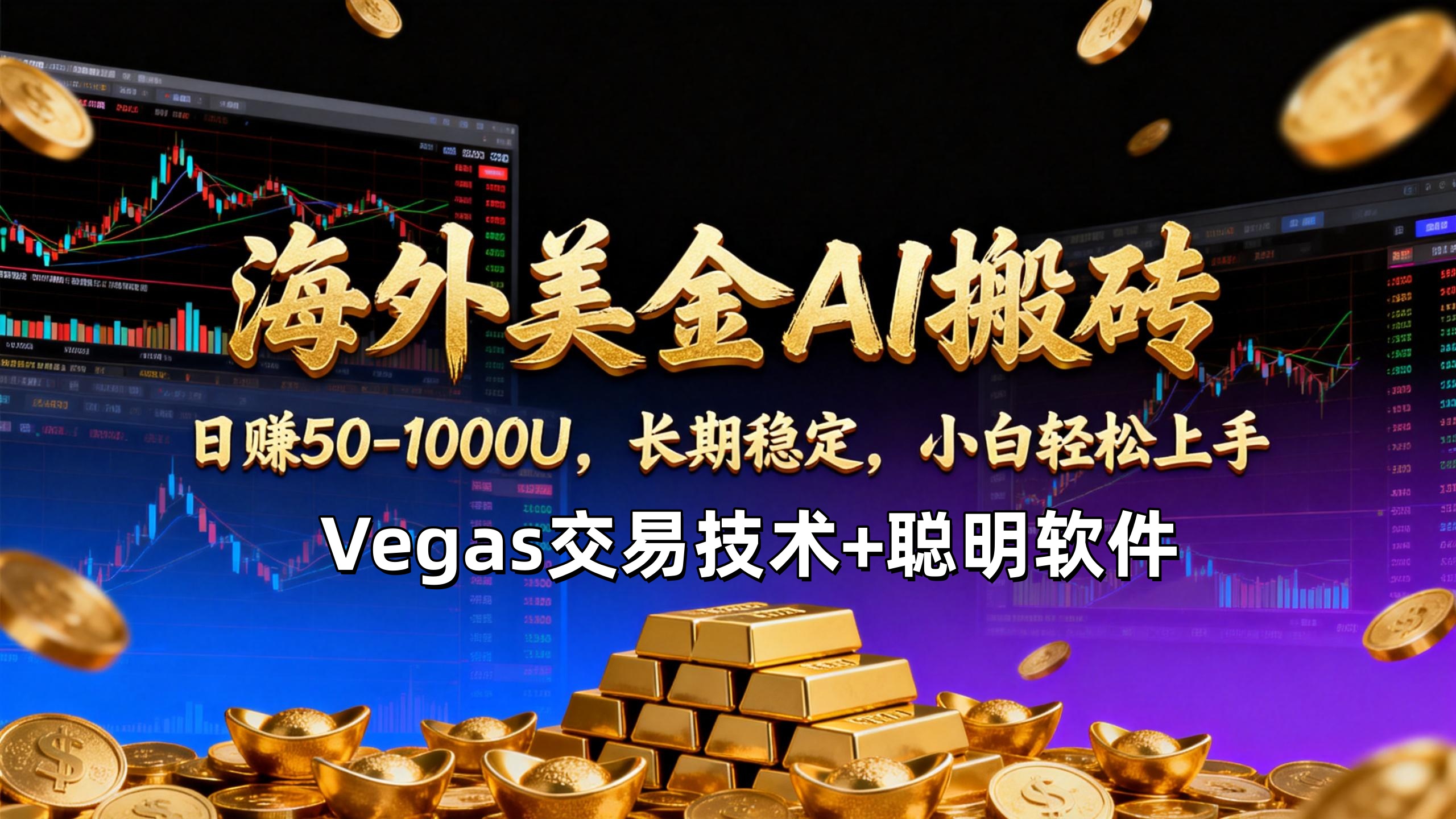 【海外美金AI搬砖】Vegas交易技术+聪明软件，日赚50-1000U，长期稳定，小白轻松上手。-闲赋网