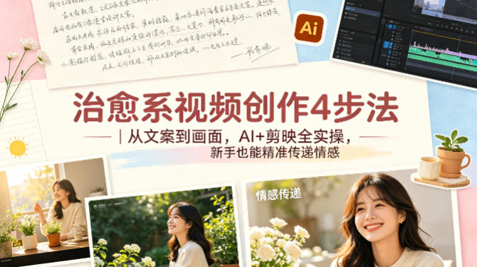 治愈系视频创作4步法｜从文案到画面，AI+剪映全实操，新手也能精准传递情感-闲赋网