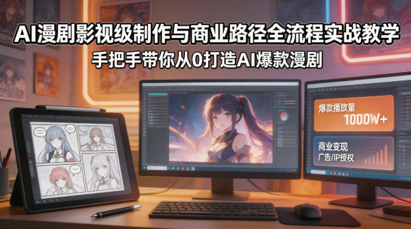 AI漫剧影视级制作与商业路径全流程实战教学，手带你从0打造AI爆款漫剧-闲赋网