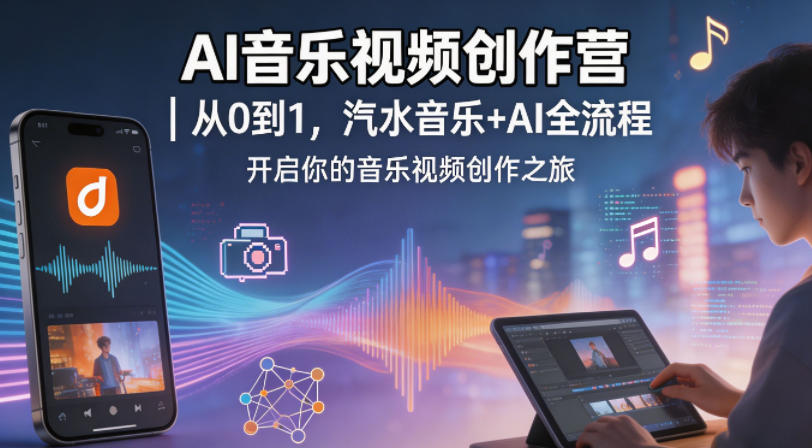 AI音乐视频创作营｜从0到1，汽水音乐+AI全流程，开启你的音乐视频创作之旅-闲赋网