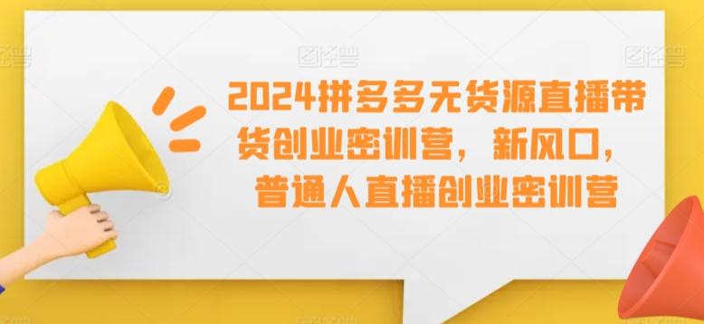 2024拼多多无货源直播带货创业密训营，新风口，普通人直播创业密训营-闲赋网