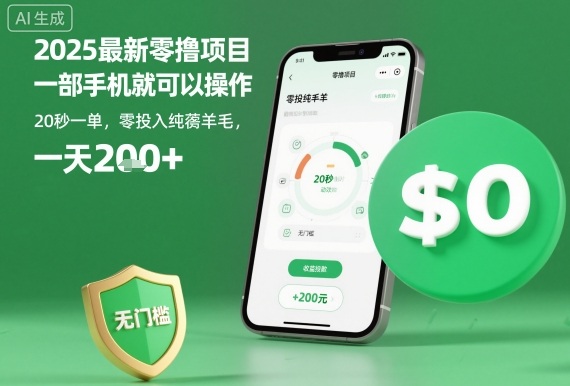 2025最新零撸项目，一部手机就可以操作，20秒一单，零投入纯薅羊毛，无门槛，一天200+【揭秘】-闲赋网