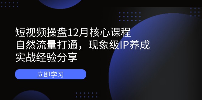 短视频操盘12月核心课程：自然流量打通，现象级IP养成，实战经验分享-闲赋网