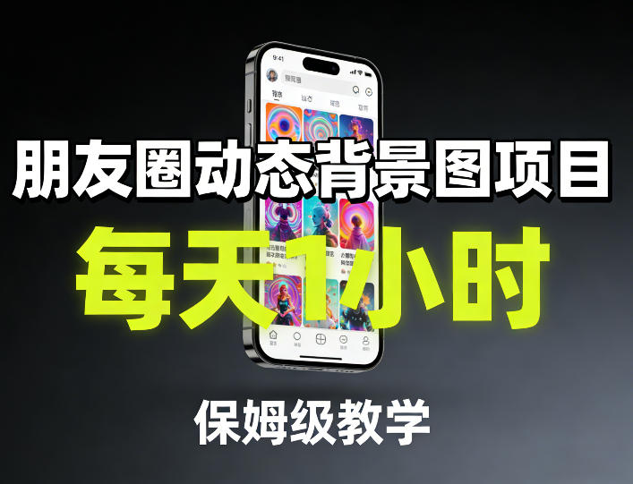 朋友圈动态背景图项目，每天1小时，保姆级教学-闲赋网