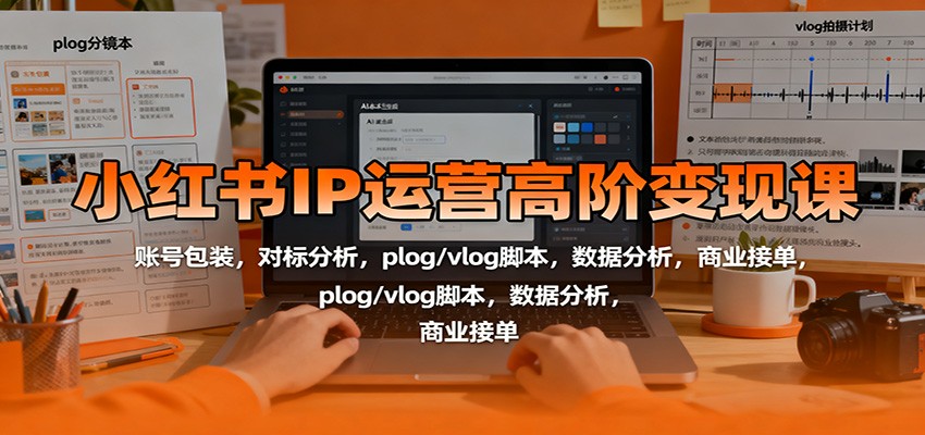 小红书IP运营高阶变现课：账号包装，对标分析，plog/vlog脚本，数据分析，商业接单-闲赋网