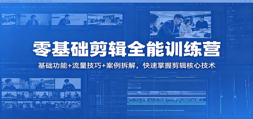 零基础剪辑全能训练营：基础功能+流量技巧+案例拆解，快速掌握剪辑核心技术-闲赋网