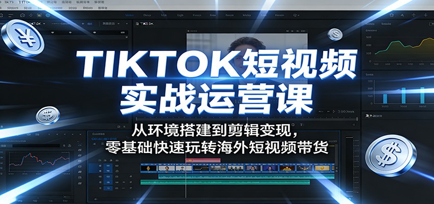 TIKTOK短视频实战运营课：从环境搭建到剪辑变现，零基础快速玩转海外短视频带货-闲赋网