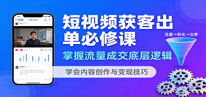 短视频获客出单必修课：掌握流量成交底层逻辑，学会内容创作与变现技巧-闲赋网