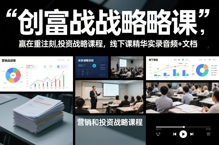 创富战略课，赢在重注时刻，营销和投资战略课程，线下课精华实录音频+文档-闲赋网