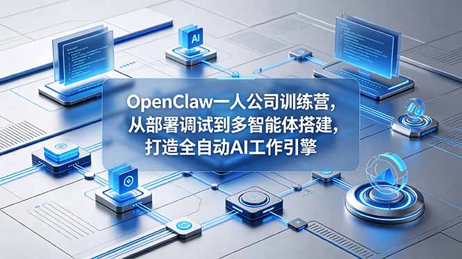 OpenClaw 一人公司训练营，从部署调试到多智能体搭建，打造全自动 AI 工作引擎-闲赋网