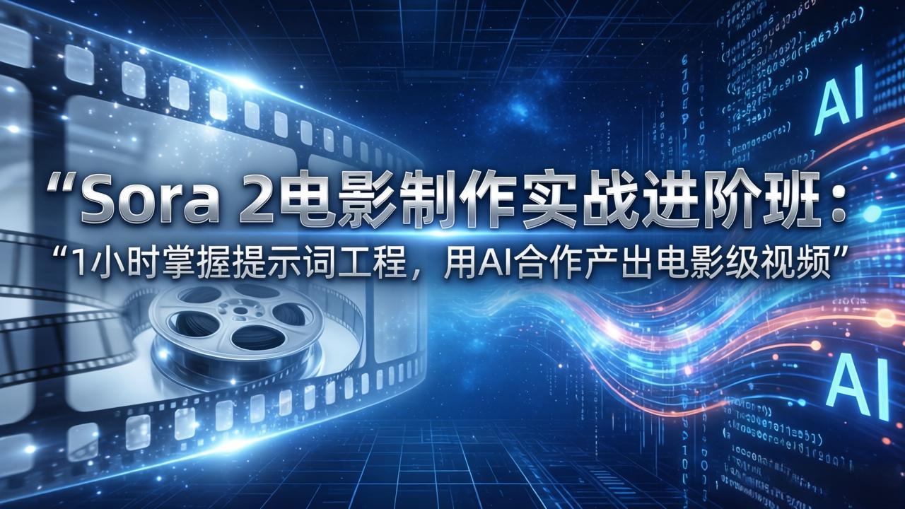 Sora 2电影制作实战进阶班：1小时掌握提示词工程，用AI合作产出电影级视频-闲赋网