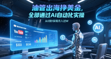 油管出海挣美金，全部通过AI自动化实操，从0到1实现月入过W-闲赋网