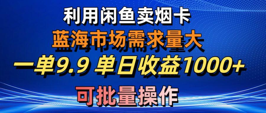 利用咸鱼卖烟卡，蓝海市场需求量大，一单9.9单日收益1000+，可批量操作-闲赋网