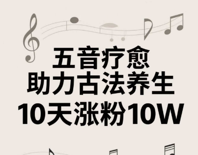 古法五音养生教程，五音疗愈的视频的制作方法，2-4小时就能学会，作者10天涨粉10W-闲赋网