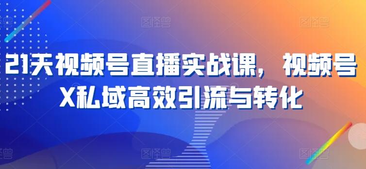 21天视频号直播实战课，视频号X私域高效引流与转化-闲赋网