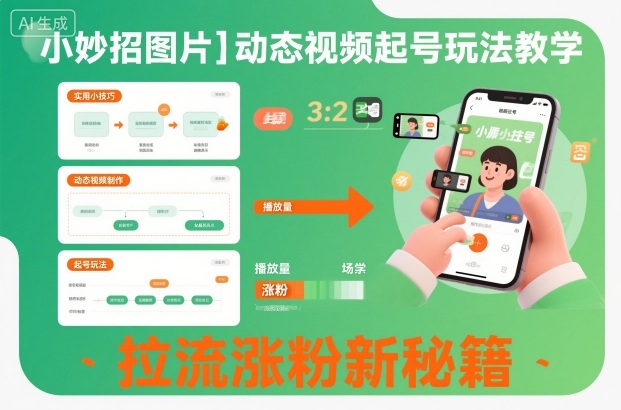 小妙招图片＋动态视频起号玩法教学，拉流涨粉新秘籍-闲赋网